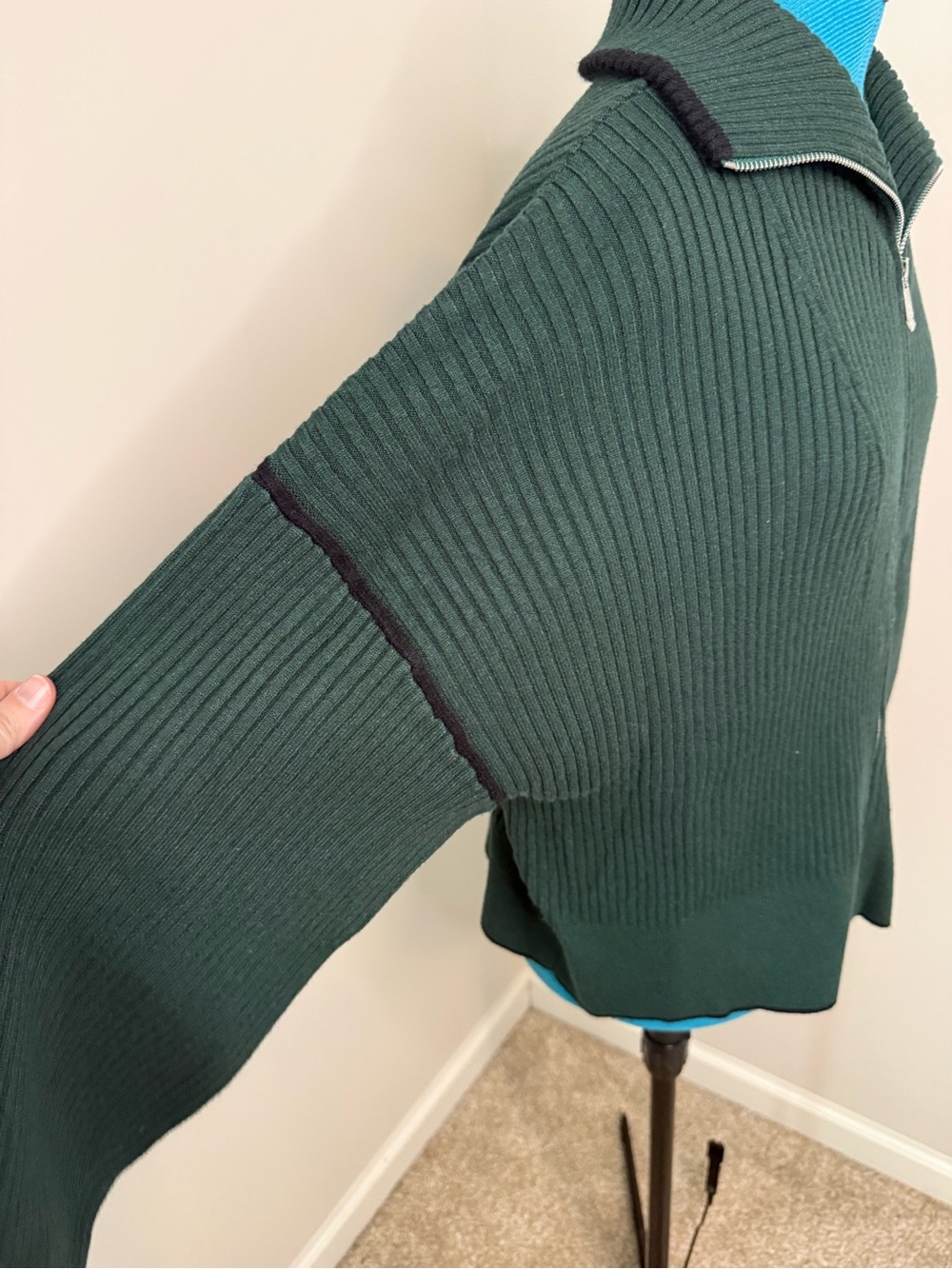 Varley Carmen Rib Knit Cardigan in Dark Spruce Green NWT XL - Picture 3 of 5